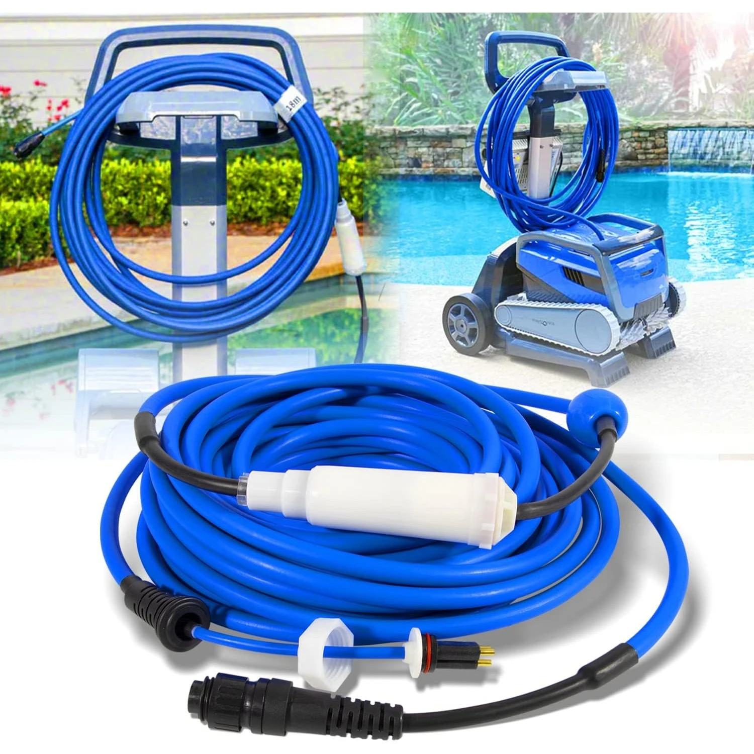 3-wire cable and rotary assembly for Maytronics Dolphin M4, M400, M5, M500, Bio, C3, and other robotic pool cleaners