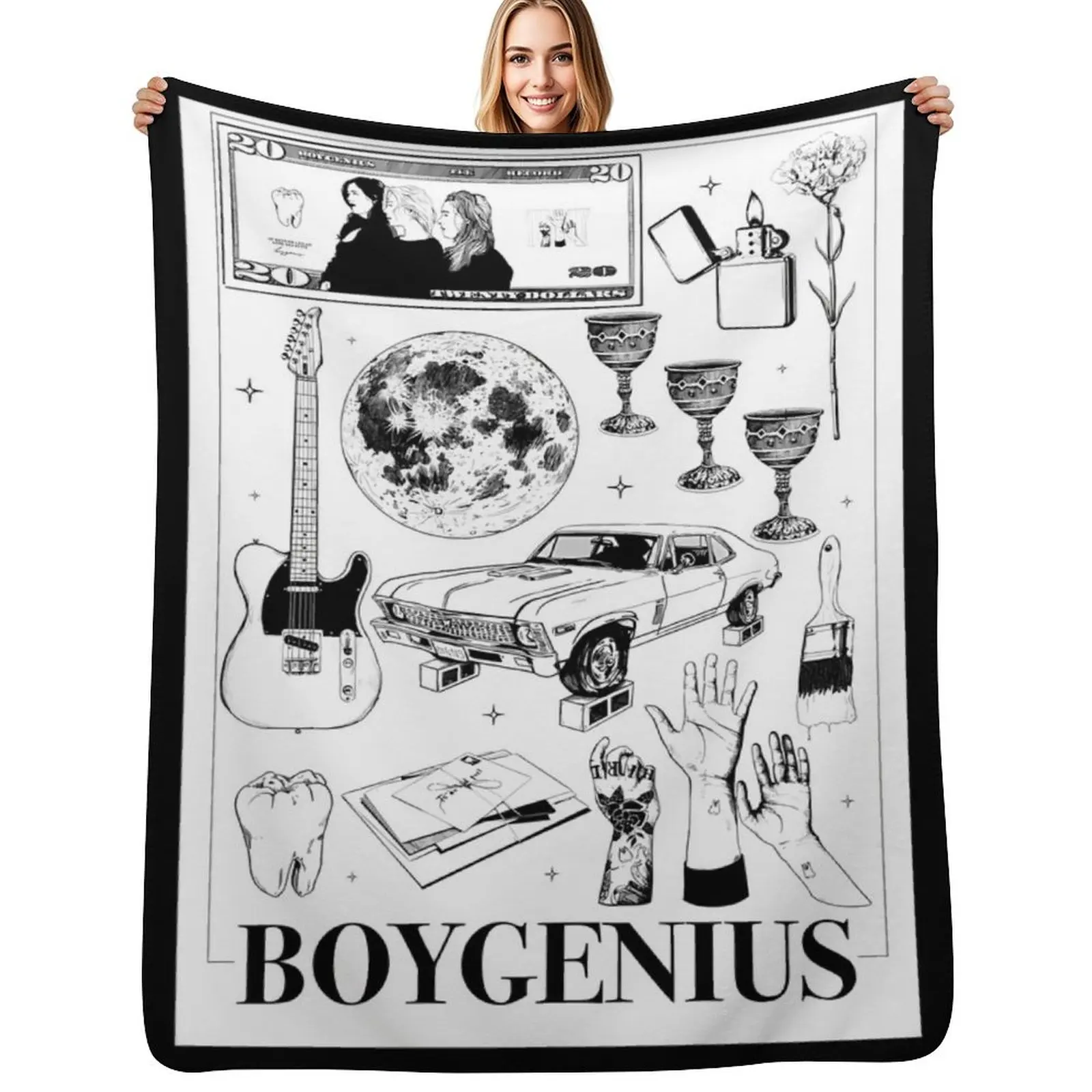 

boygenius illustrations Throw Blanket Soft Cozy Blanket for Pet Kids Adults
