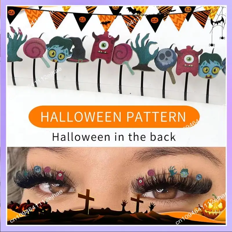 N83R هالوين ملحقات رمش كاذبة الملونة تأثيري الرموش اكسسوارات الديكور لعيد الميلاد النساء ماكياج