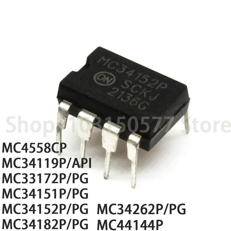 MC4558CP MC34119P/API MC33172P MC34151P MC34152P MC34182P MC34262P/PG MC44144P-DIP8, 1 unidad