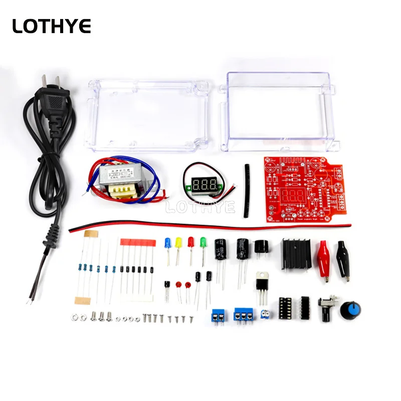 LM317 Adjustable Voltage Regulated Kit Electronic DIY DC Step-down Power Supply Making Parts With Case Soldering Assembly 220V