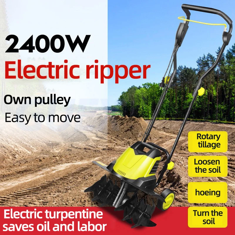 2400W Electric Tiller 220V Small Plow Machine Small Plow Machine Household Agriculture Gardening tools  Gardening tools