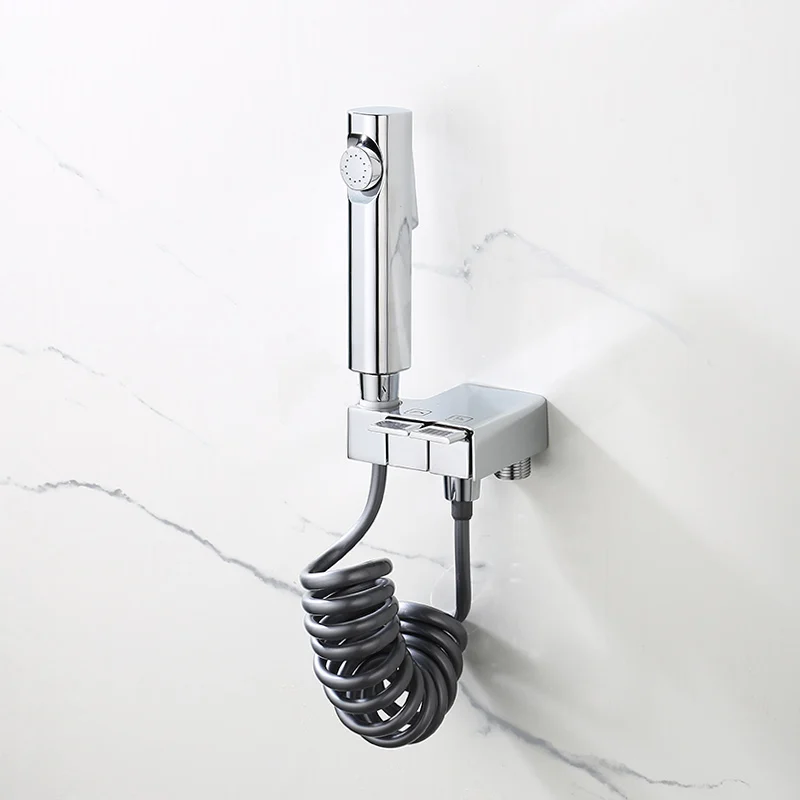 Grey Black White Bidet Shower Faucet Solid Brass Bidet Faucet Muslim Ducha Higienica Hot Cold Water Mixer Tap Toilet Faucets