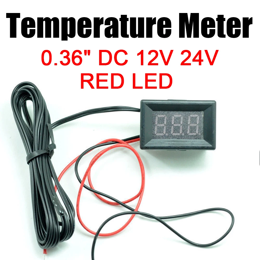 dc 12V 24v LED Digital Temperature Meter -40°C~+ 120°C Thermometer TEMP with 1.5M Sensor probe f/ Car/Water/Air/Indoor/Outdoor