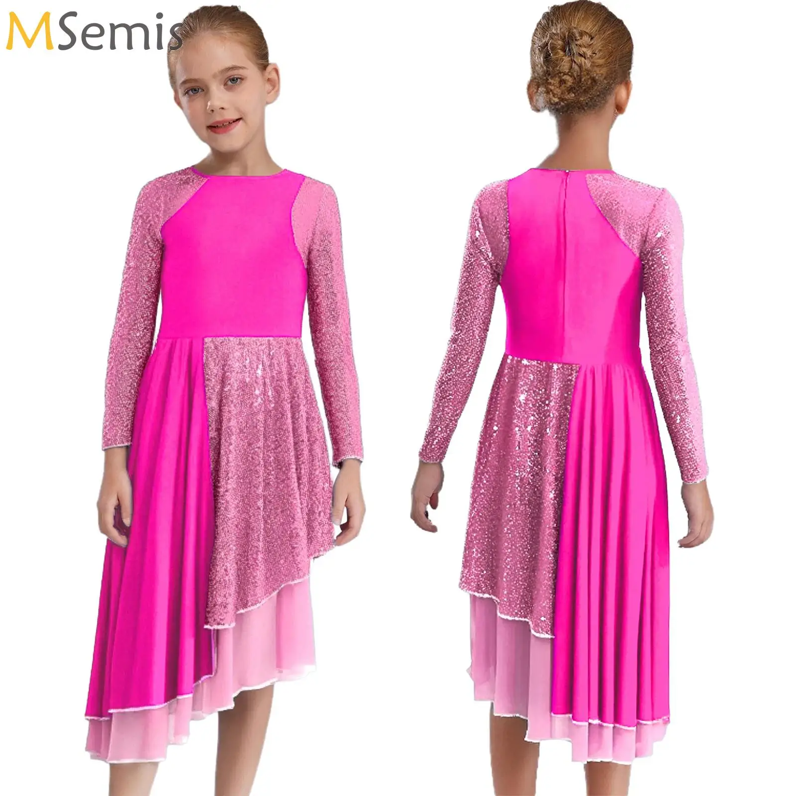 

Kids Girls Modern Lyrical Liturgical Dance Costume Church Choir Worship Praise Dress Long Sleeve Robe Gown Ballet Dancewear