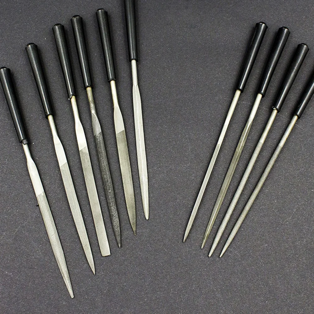 STONEGO 5PCS/10PCS 3x140mm 바늘 파일 세트 보석상 다이아몬드 조각 공예 도구 금속 유리 석재 손 도구