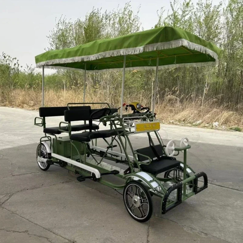 HOT SALE Riding bicycles in scenic spots, sightseeing bicycles for two or four people with a canopy, single row, double row