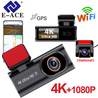 E-ACE Portable Mini Dash Cam WIFl Support Front 4K Optional 1080P RearView And Extemal GPS Sony lMX415 WDR Night Vision G-Sensor