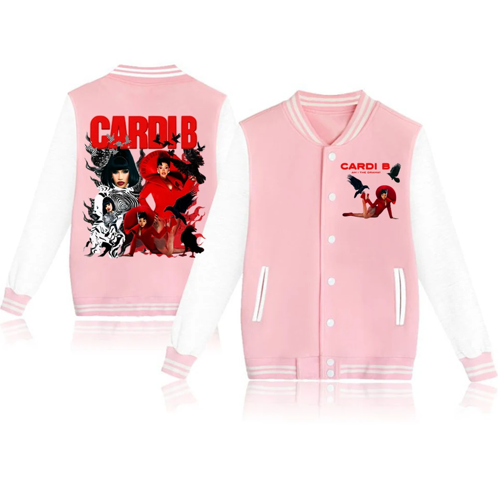 ألبوم جديد Cardi B Am I The Drama زي بيسبول هوديي سترة للجنسين Harajuku البلوز مروحة هدية
