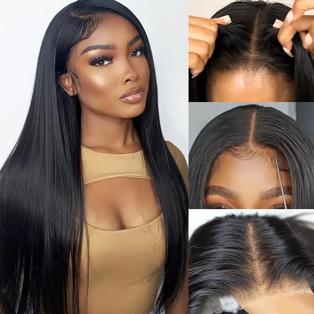 

200% Denisty HD Bone Straight Lace Front Wig Swiss Lace Human Hair Wigs Pre Plucked Transparent Straight Lace Frontal Wig 13x4 B