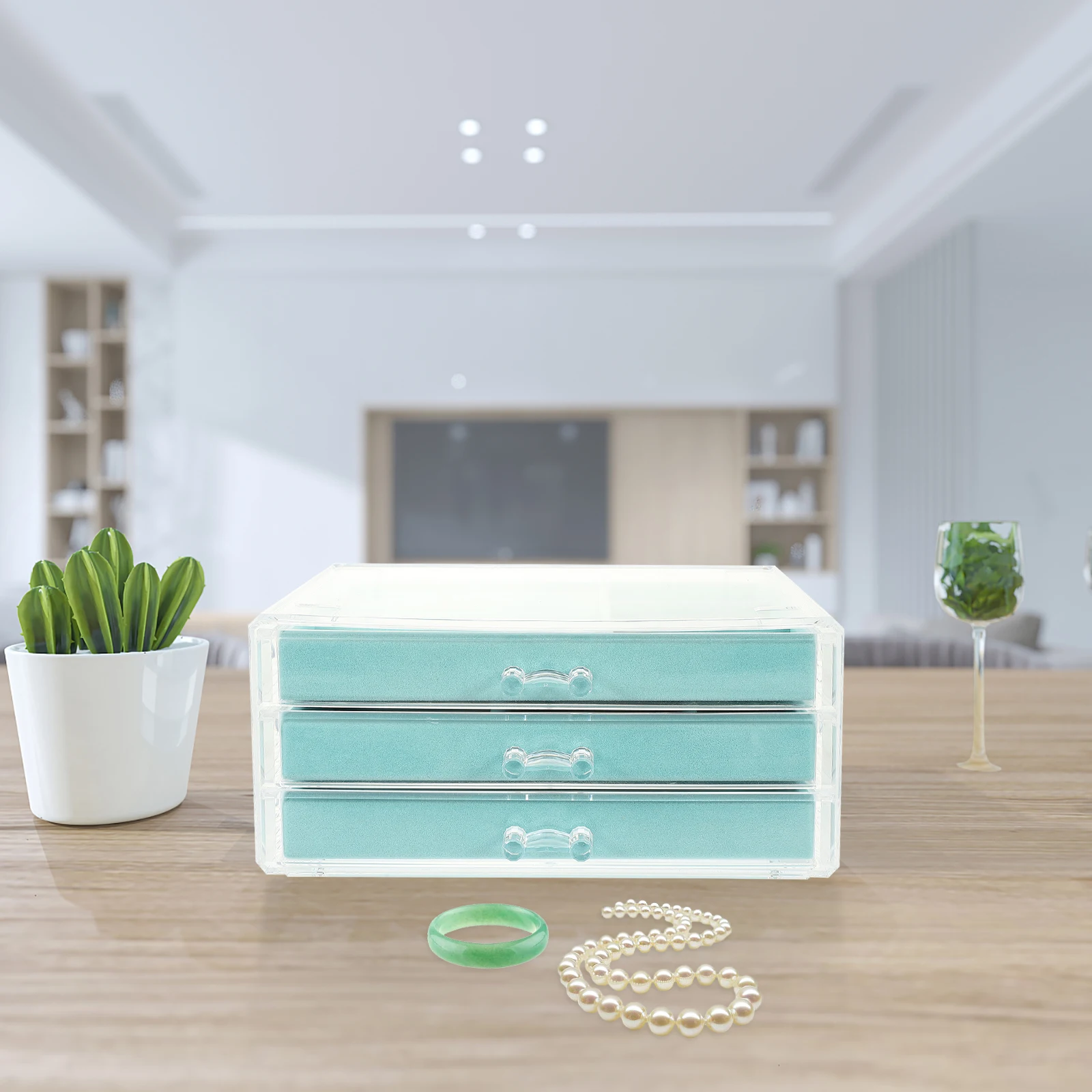 

Jewelry Storage Box Earrings Container ganizer Multi Layer Acrylic Lint Material Portable Display Box Women Necklace Holder