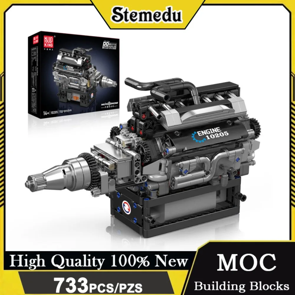 

Mould King 10205 RR Vintage V12 Engine Model 733PCS Electric Motorized Building Set with ABS Technical Parts DIY Gift