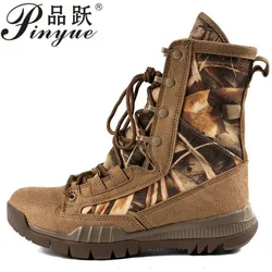 Spring Autumn Men Hunting Climbing Wearproof Training Boots Outdoor Desert  Camo Breathable Hiking Shoes