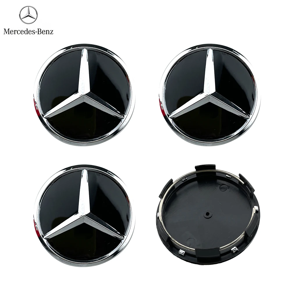 4pcs 60mm Black Silver Car Wheel Cap Badge Logo Cover For Mercedes Benz W176 W177 W204 W205 W212 W213 W206 X156 X253 W117 W166