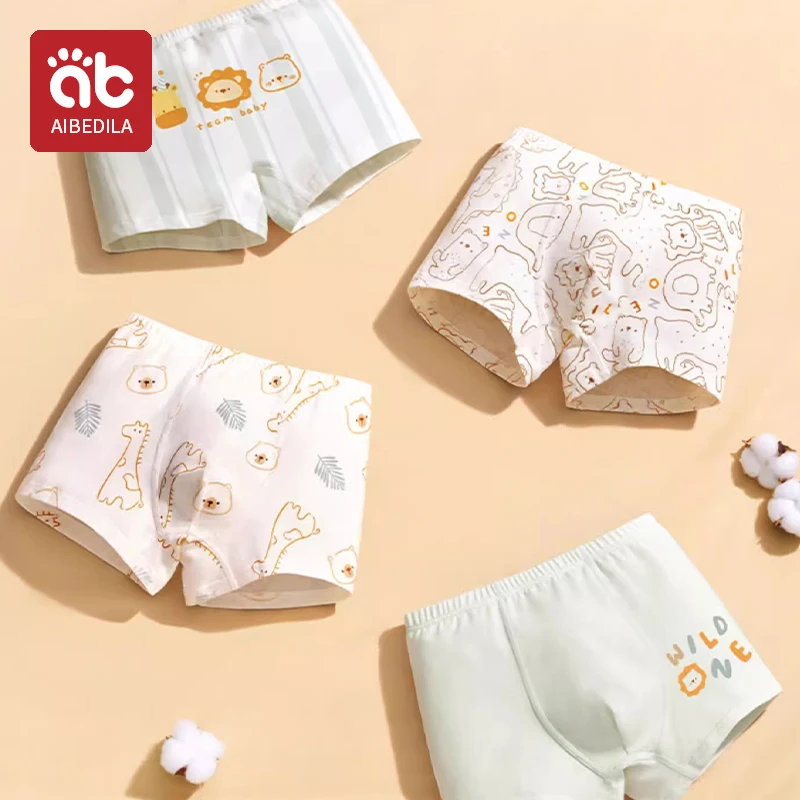 4pcs/Lot Boys Boxer Briefs Kids Cotton Underwear Baby Boy Underpants Teenager Cartoon Print Soft Children Panties 2-14T 2024 New