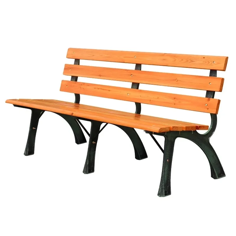 

Outdoor park chair bench wrought iron bench courtyard leisure anti-corrosion solid wood backrest square outdoor leisure chair