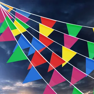 100 Meter handgefertigte Stoff Bunting Dreieck Flags Hochzeitsfestival Outdoor Decor Pennant String Banner Buntings Farbe 10 Dreiecksflagge der Hauptverkauf - №7