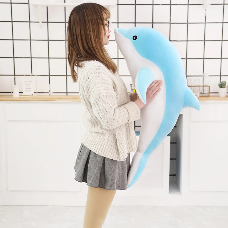 

kawaii Dolphin Plush Toys Lovely Stuffed Soft Animal Pillow Dolls for Children Girls Sleeping Cushion Gift