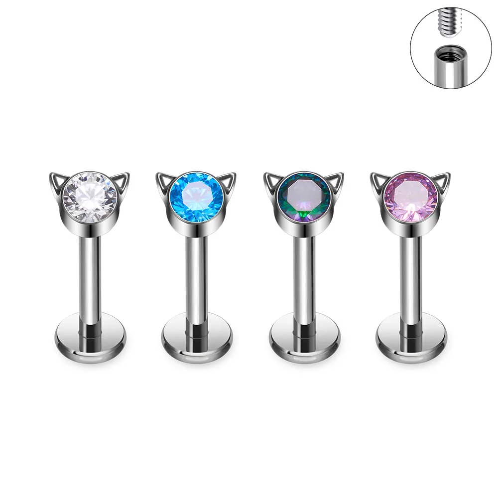 ASTM G23 Titanium Little Devil ZC Ear Cartilage Nail Women's Ear Nail Perforation Jewelry Fashion Internal Thread Nose Nail