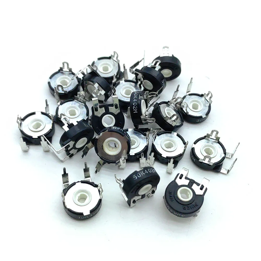 20pcs PIHER Adjustable Potentiometer PT15NV18-50K Horizontal Oval Hole Trimmer Potentiometer Wide Foot