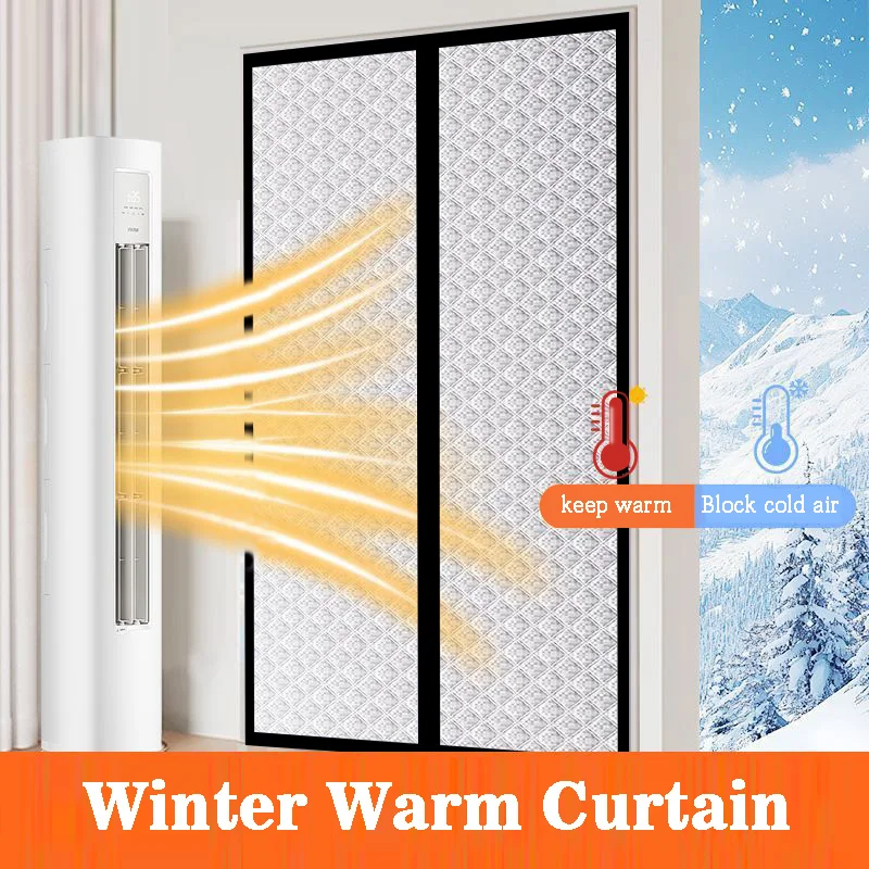 Magnetic winter thick door curtain -  easy to install - No Drilling- Keep Cold Out & Warm In-Windproof partition curtain