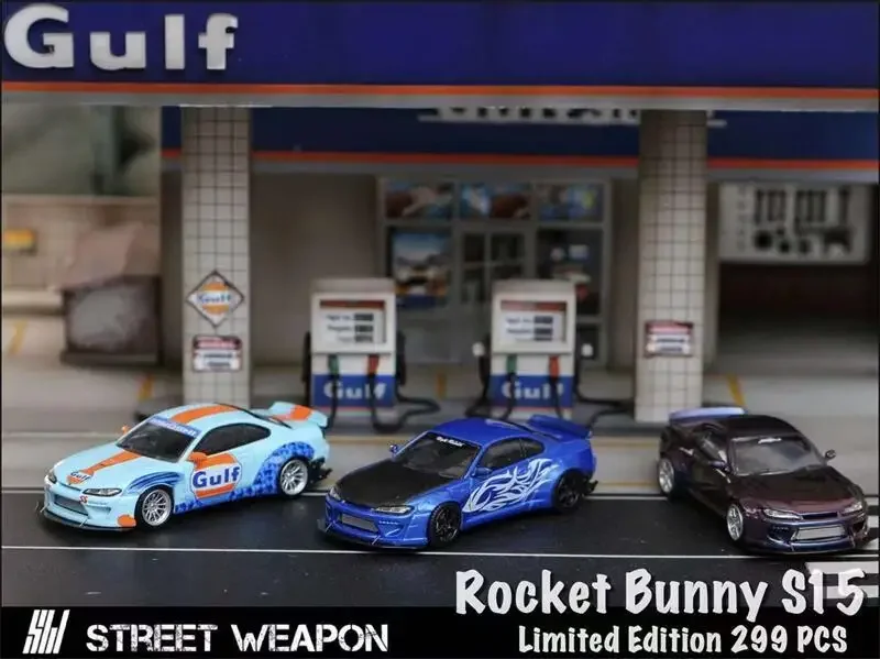 Street Weapon 1:64  Slivia S15 RocketBunny  /Blue /chameleon Limited299  Model Car