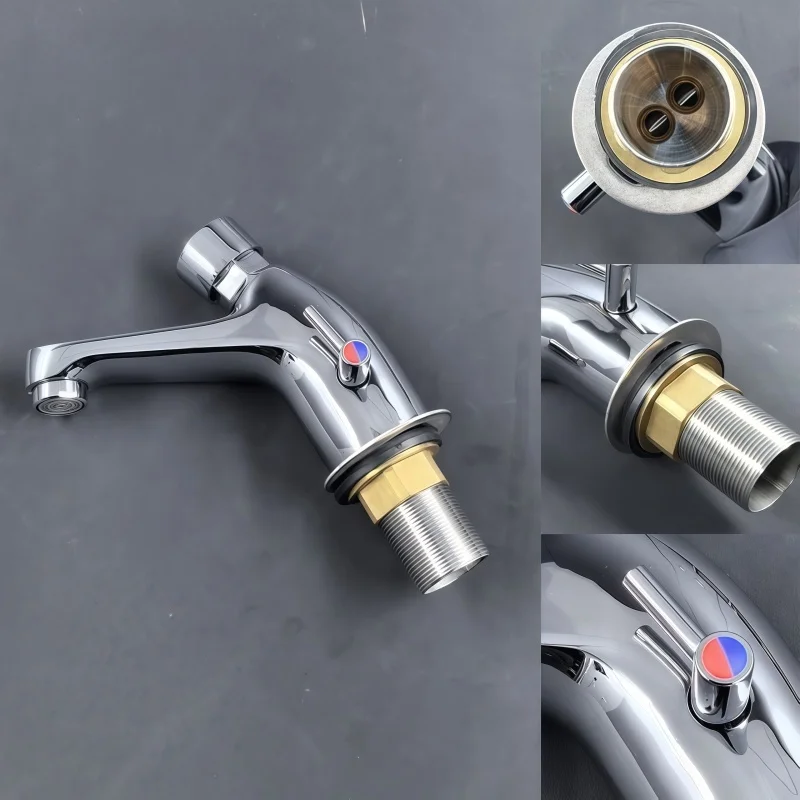 Hot and Cold Water Faucet Push-Type Delay Faucet Bathroom Washbasin Countertop Basin Hand-Press Basin Faucet