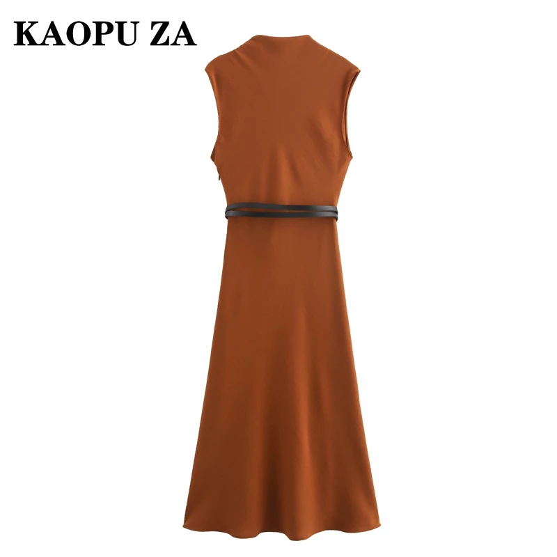 KAOPU ZA-Vestido de festa de cetim feminino sem mangas, preto e vermelho, novo, verão, 2022