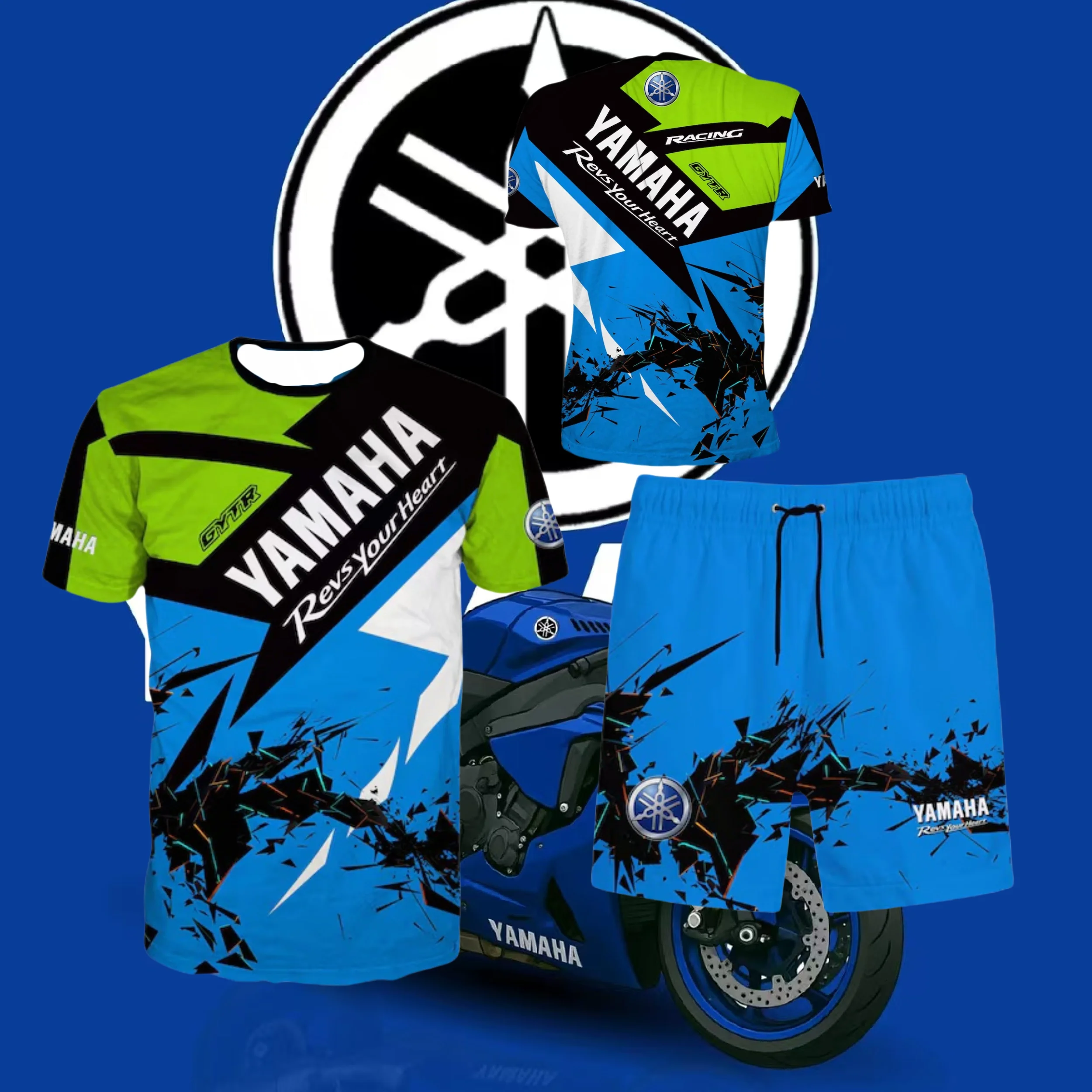 

2025/26 Hit Yamaha мотоциклетная командная форма вентилятор быстросохнущий дышащий гоночный костюм комплект летняя футболка шорты для взрослых унисекс мото