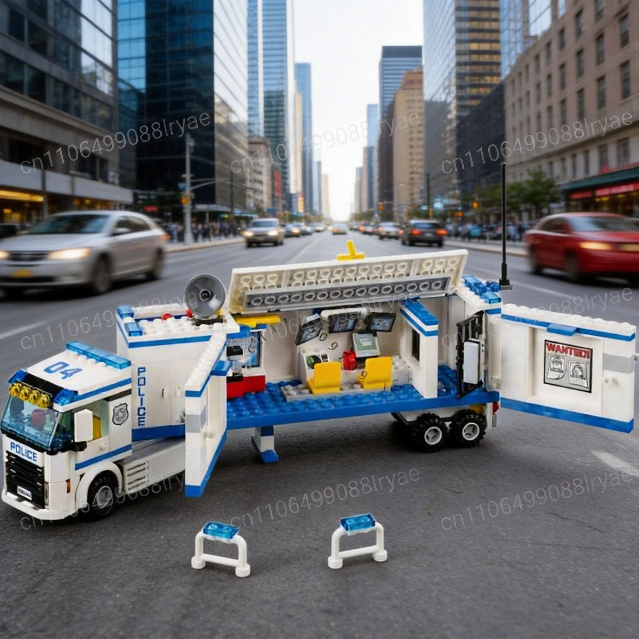 

Набор строительных блоков City Series 375 деталей: Мобильная полицейская станция и полицейская машина. Игрушка для сборки на день рождения или Рождество.