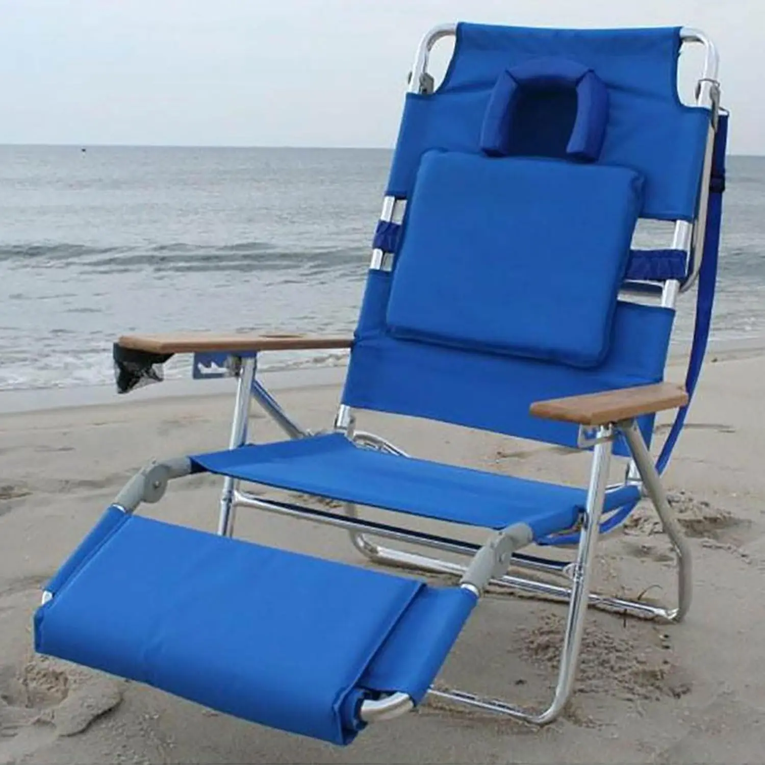 Deluxe 3 in 1 Beach Chair with Face Opening - Portable, Reclining Lounger for Tanning - Face Hole for Reading on Stomach - Padde