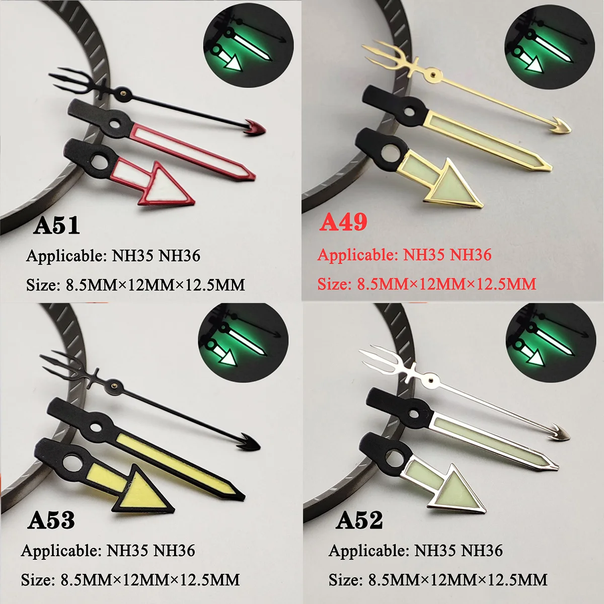 Puntatore manuale NH35 Puntatore manuale NH36 ago argento verde luminoso accessori per orologi adatti per movimento nh36 di seconda mano nh35
