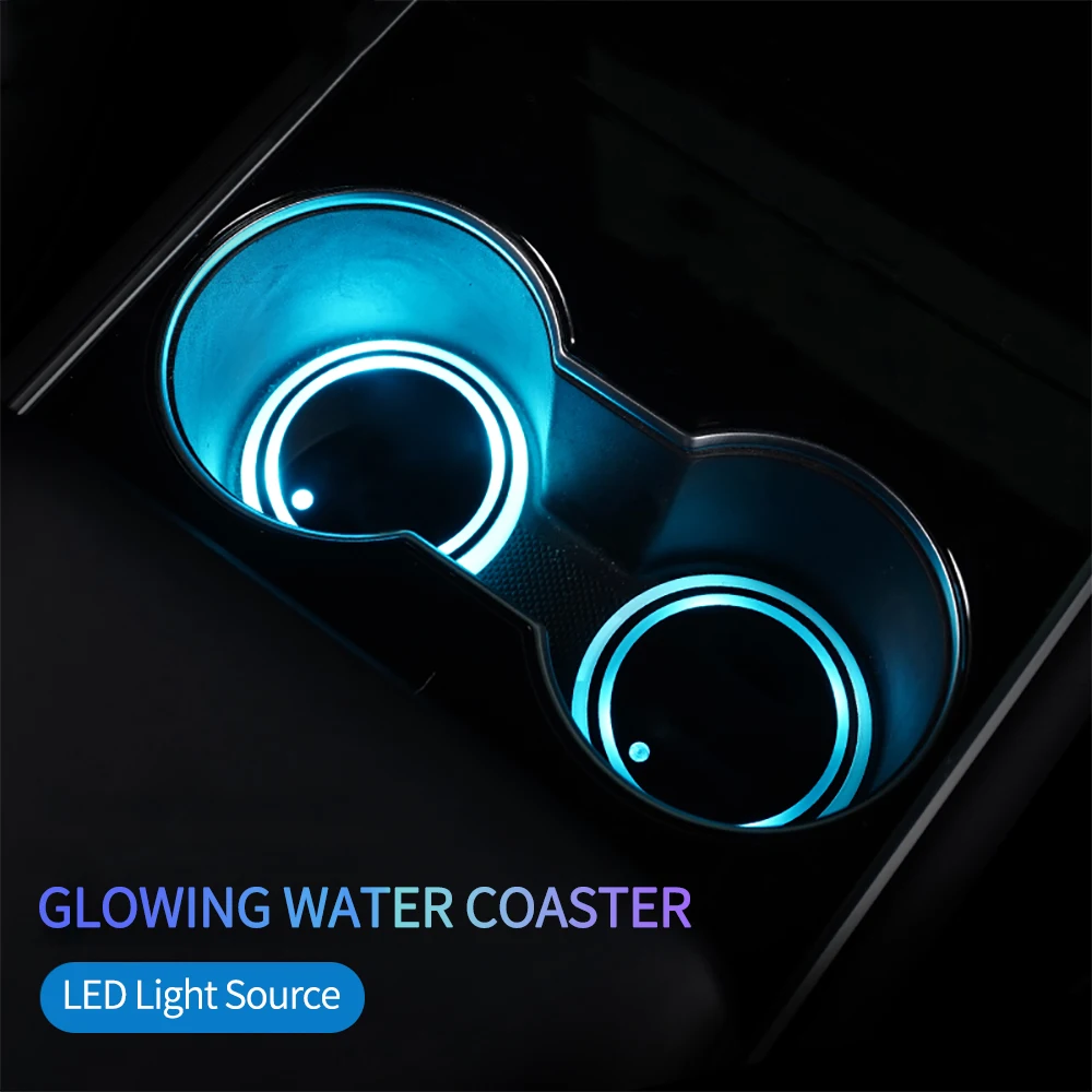 NEW Car LED Cup Holder Light Mats Car Coasters Bottle Atmosphere Light Constellation Backlight Lamp LED Cup 7 Colorful Holder