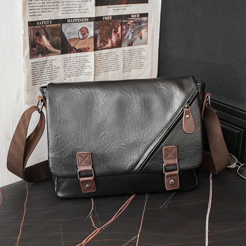 Fashion Business Messenger Bags Men Crossbody Bags Leather Shoulder Bags Men High Capacity Multi-pocket Male Laptop Bag Satchels