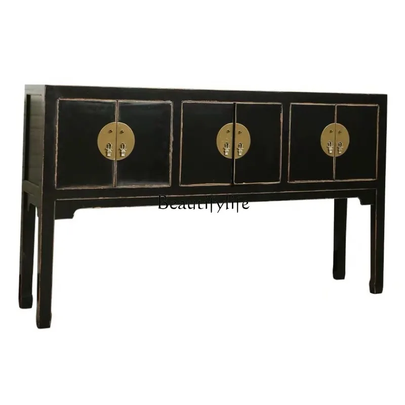 New Chinese solid wood old foyer cabinet, entrance cabinet, neoclassical antique high foot