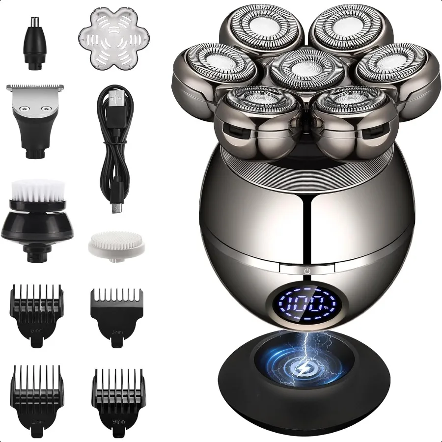 

Electric Razor Head Body Hair Shaver for Women Men 5 in 1 Grooming Kit Rechargeable TypeC Wirel Charging Wet Dry Use Razors for