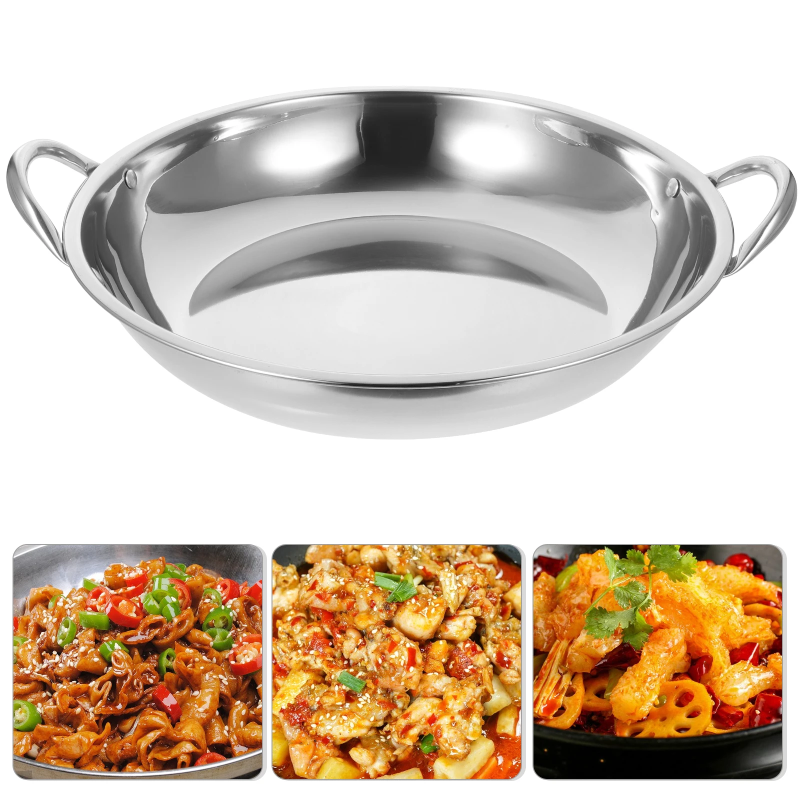 

Stainless Steel Pan Double Handle Cooking Pot Heat Resistant Durable Home Kitchenware For Seafood Hot Pot Ramen Stock Potkitchen