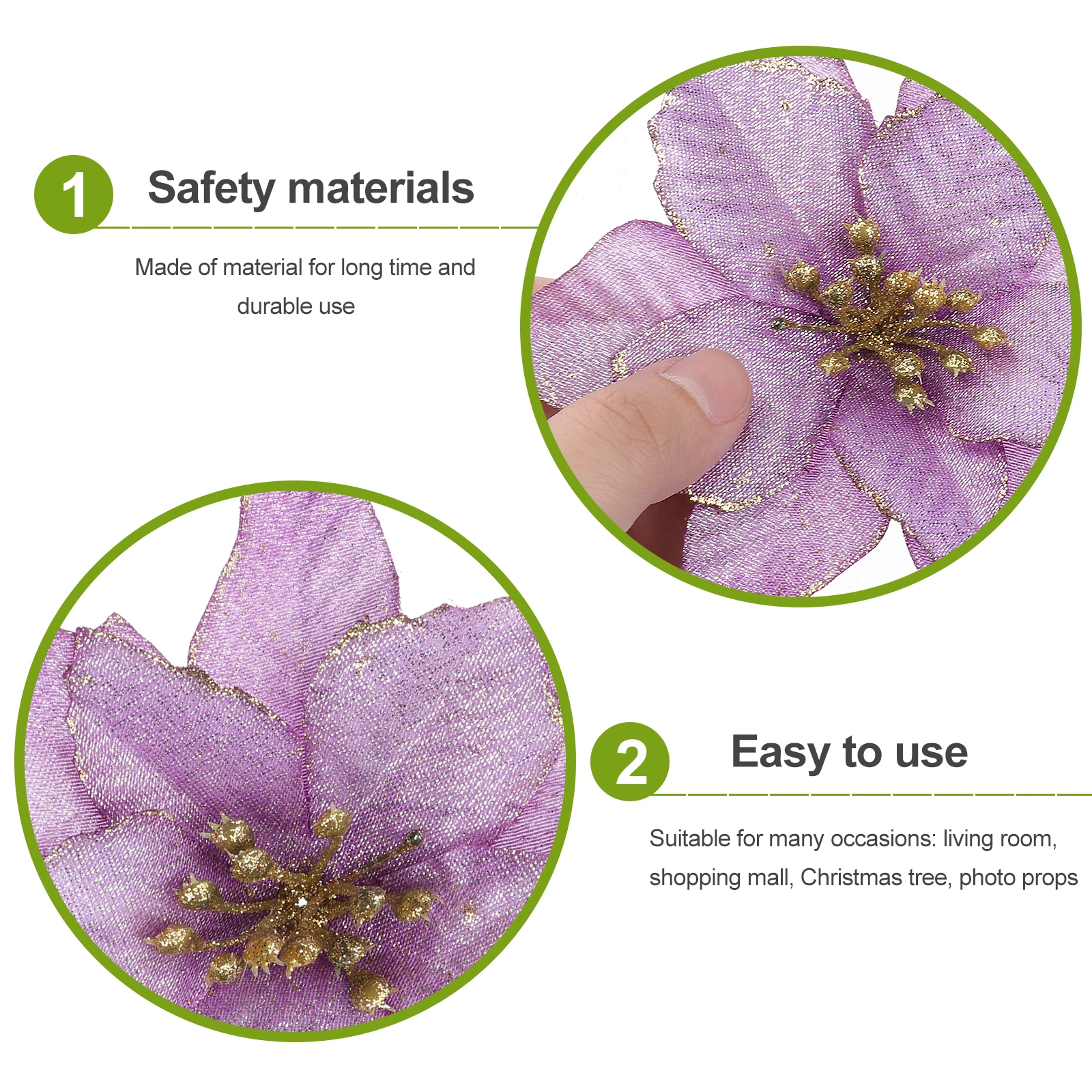 

12 Pcs Christmas Flower Decoration Artificial Ornament Stems Xmas Decorations Fake Flowers for Fairy