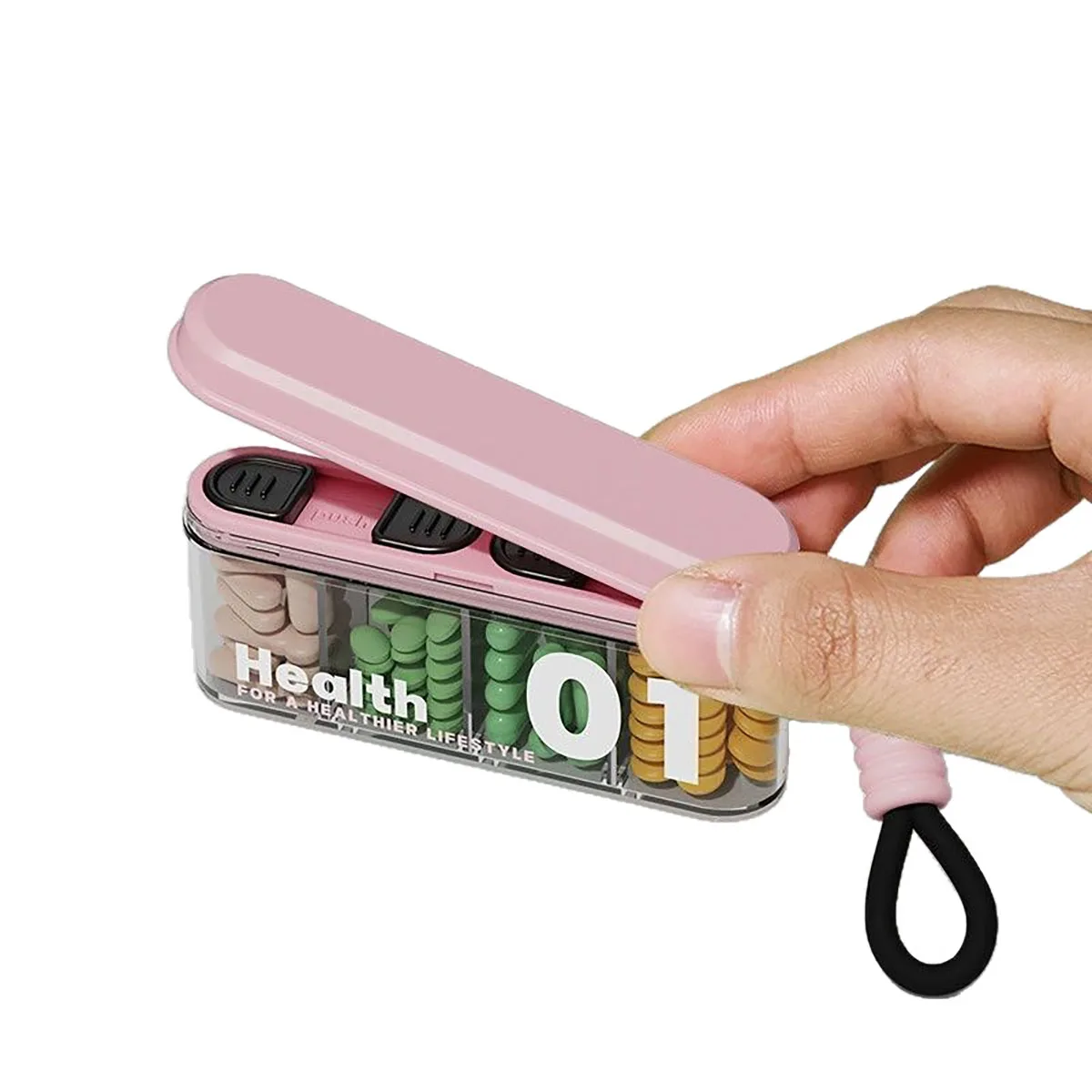 Vitamins Pill Case Health Care Container Case Pill Box Splitters Travel Pill Box Medicine Container Cases Box Portable 4 Spaces