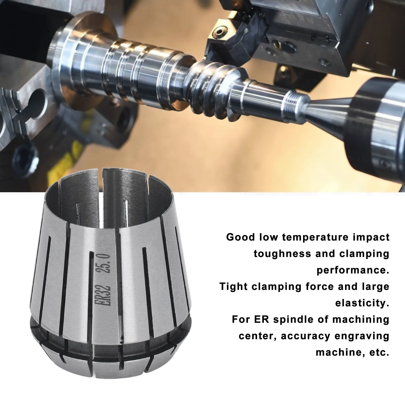 25mm/26mm Collet Chuck Spring Collet Clamping Tool Cemented Carbide ER32 Clamp Lathe Accessory for Milling Machine Tool Holder