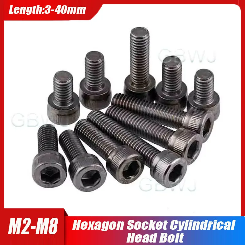 

5-25 Pcs 12.9 Grade Black Nickel Plated Carbon Steel Allen Head Bolt Hexagon Socket Screw Hexagon Socket Cylindrical Head Bolt