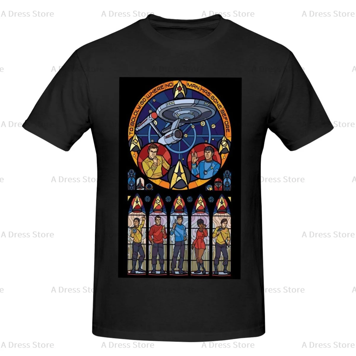 

Stars Treks Men's cotton round neck T-shirt,Oversized print Casual Large Size Tee Shirt