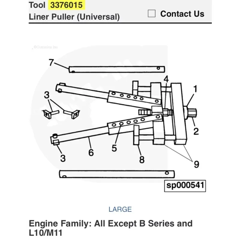 Universal Repair Tools K38 K19 Cylinder Liner Puller Machine 3376015