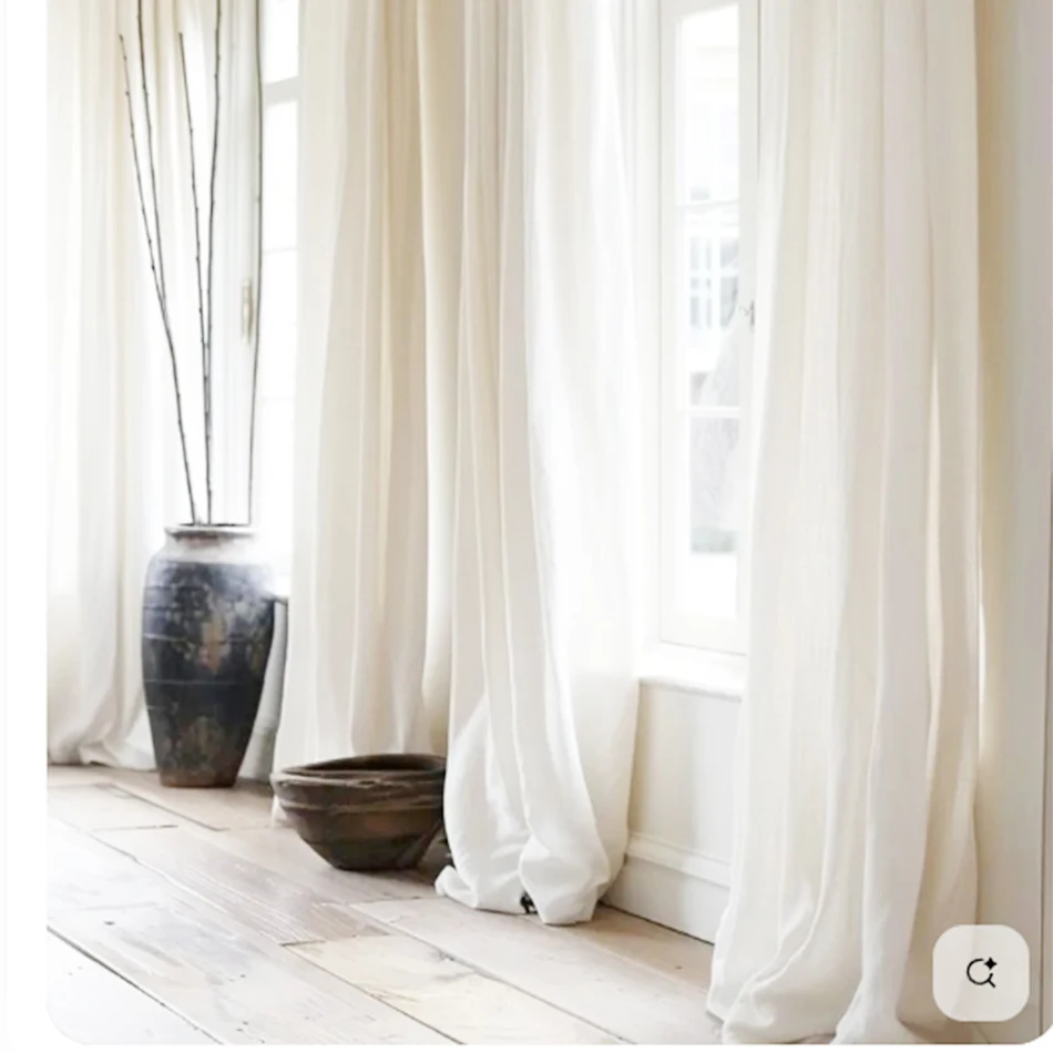 100% Linen Curtains for Window Farmhouse Living Room Rod Pocket Drapes Light Filtering Curtain Children Bedroom Environmental