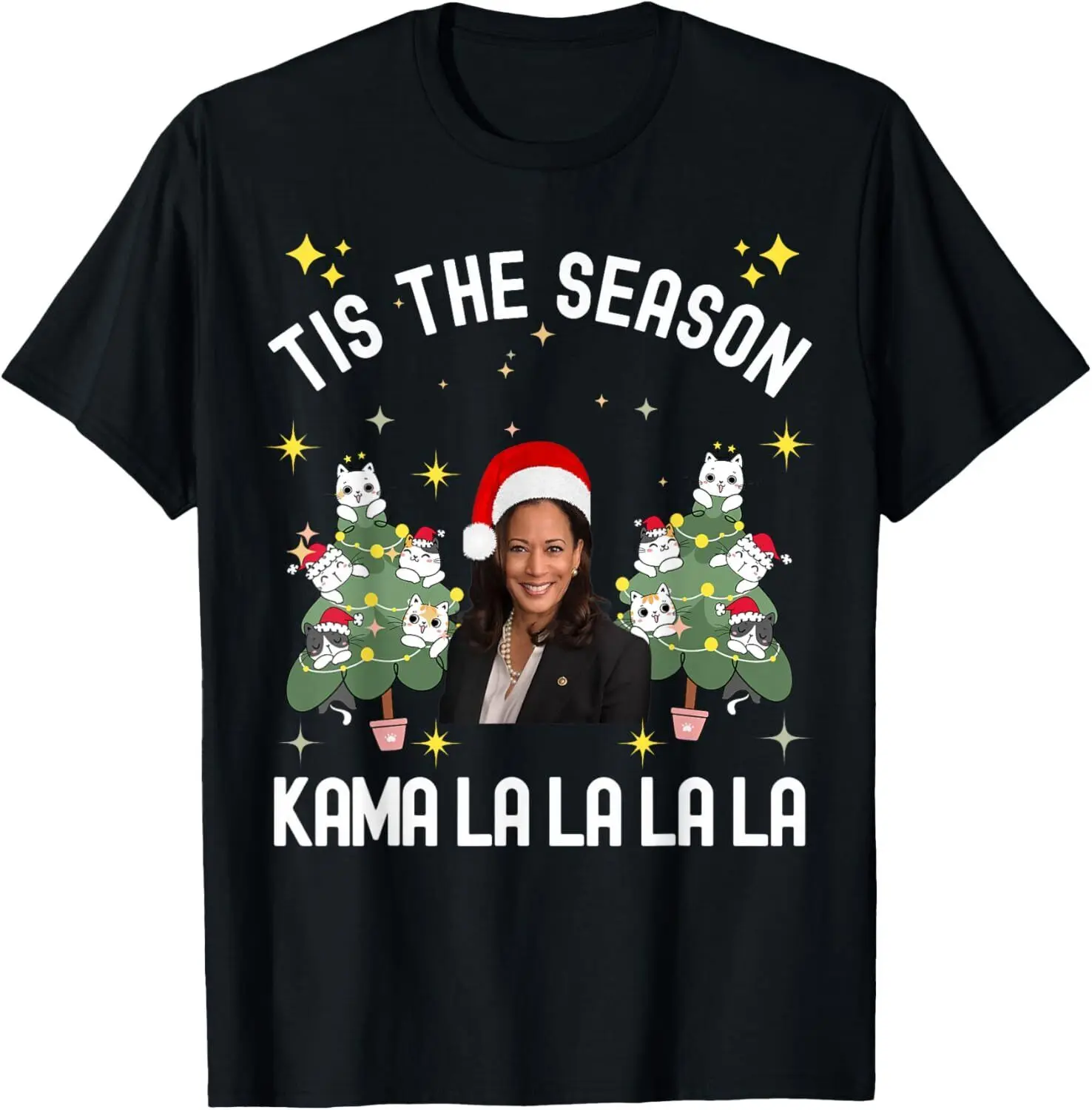 

Kamala Harris 2024 Christmas Comma La Childless Cat Lady T-Shirt