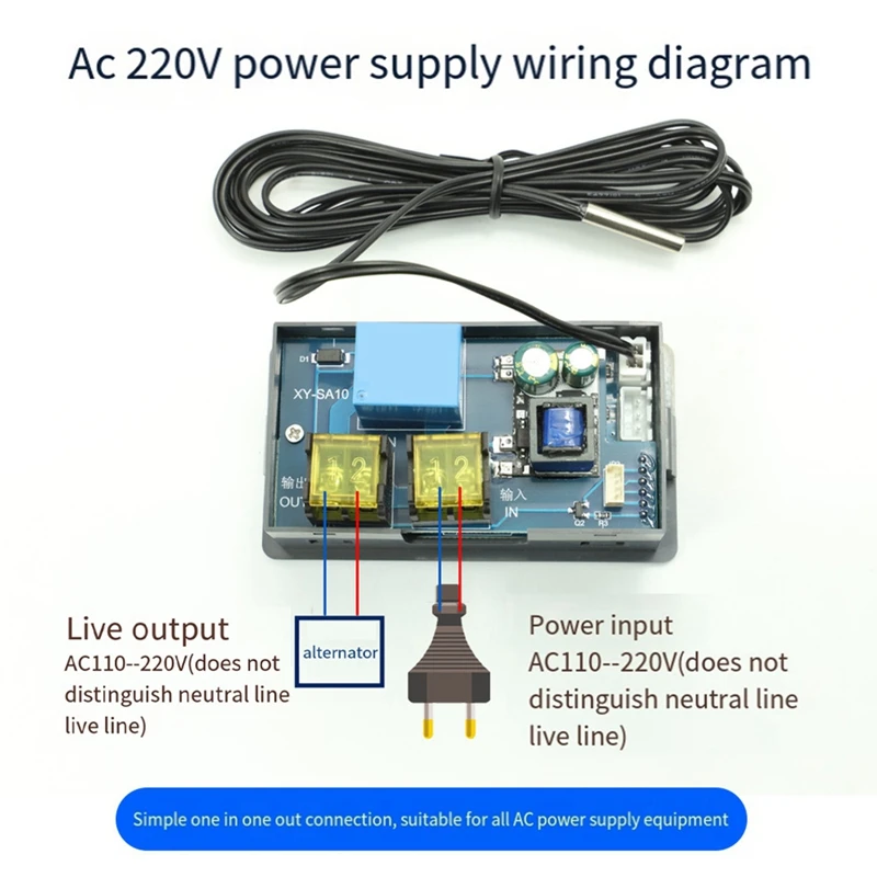 SA10 Thermostat Temperature Controller Digital Display Thermostat High Low Temperature Alarm Durable Easy Install Easy To Use