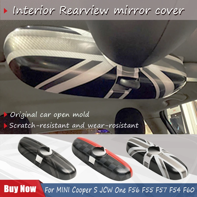 Union Jack Interior Rearview Mirror Cover Car Sticker For MINI Cooper S JCW One F56 F55 F57 F54 Clubman F60 Interior Accessories