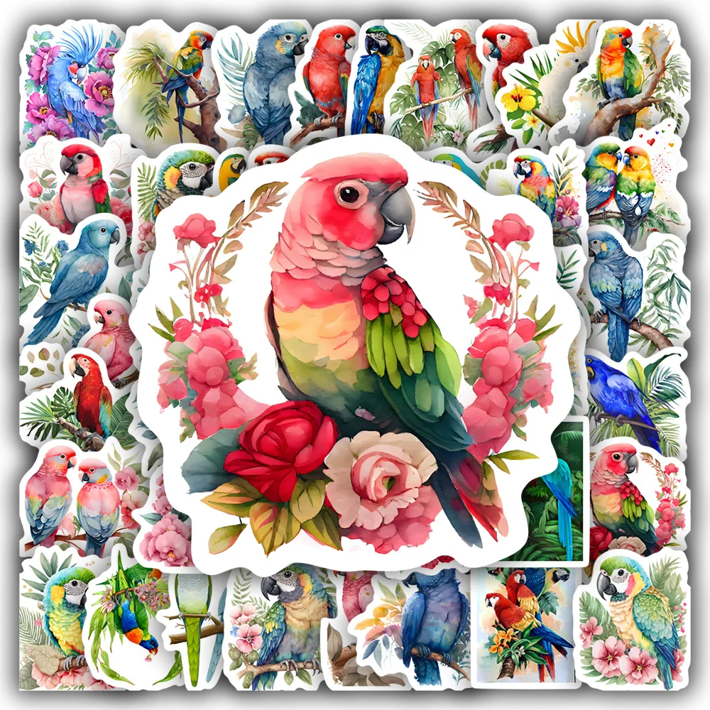 Ästhetische Vogel- und Papageien-Aufkleber DIY Dekorative Vinyl-Sticker Wasserfest für Scrapbook Junk Journal Laptop Gepäck Flaschen Geschenke Spielzeug