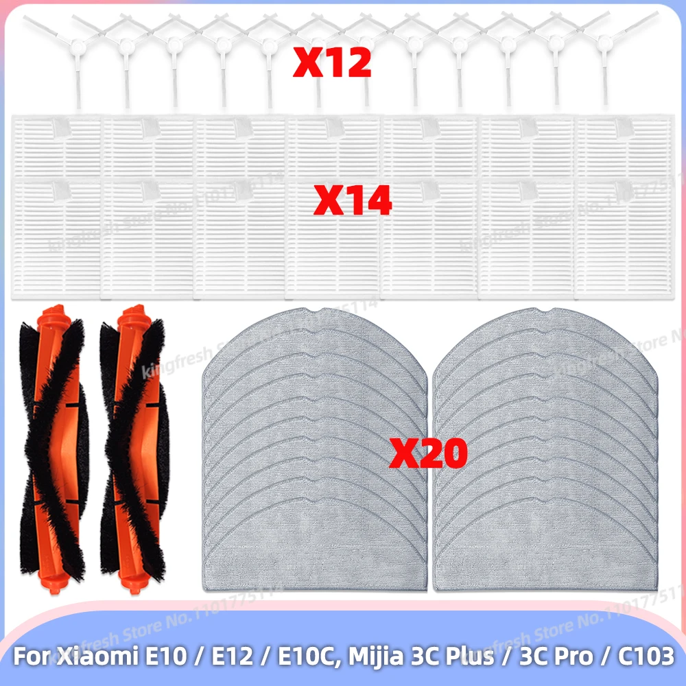 Compatibel met Onderdelen voor Xiaomi E10 / E12 / E10C, Mijia 3C Plus / 3C Pro / C103: Hoofdrol, Zijborstel, HEPA-filter, Dweildoek, Accessoires