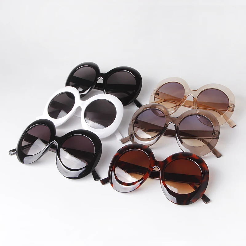 Fashion Oversized Round Sunglasses Women Luxury Brand Designer Vintage Clear Pink Leopard Frame Circle Shades Sun Glasses Female image 6